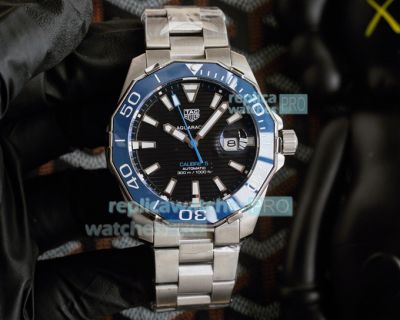 Copy Tag Heuer Aquaracer Calibre 5 Watch Black Dial Blue Ceramic Bezel